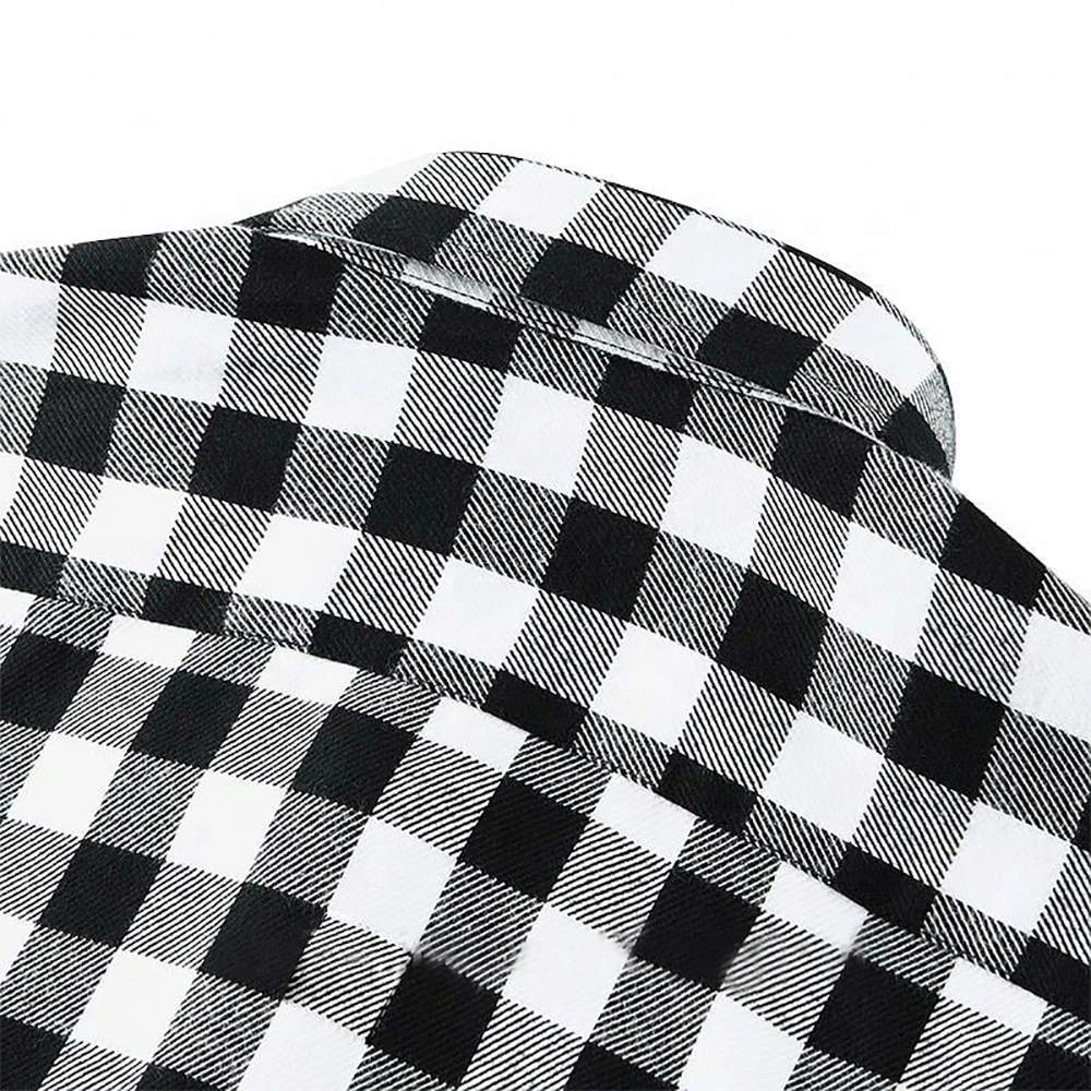 Wholesale New Arrivals Fashion Male Casual Wear Long Sleeve Men White and Black Plaid Flannel Shirts