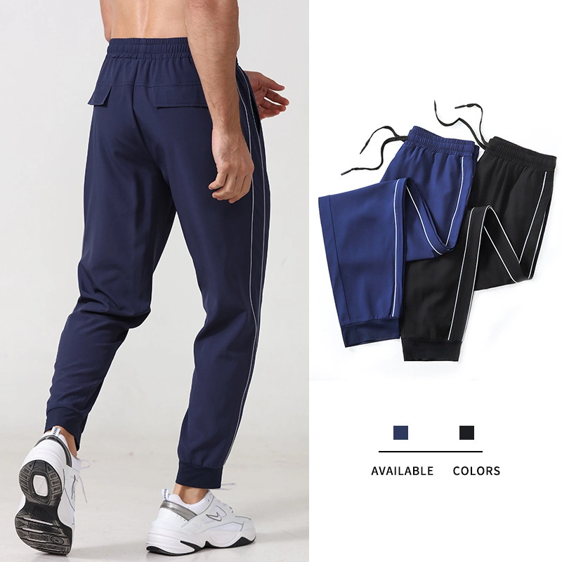 Hot Selling Mens Casual Quick Dry Athletic Jogger Pants with Drawstring + Side Pockets + Side Strips, Lightweight Breathable Lounge Street Golf Trousers for Gym