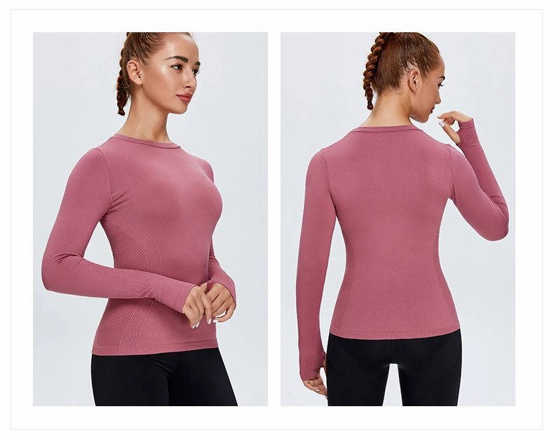 Custom Women Long Sleeve Yoga Tops Wholesale Girls Sports Workout Fitness Yoga Shirt