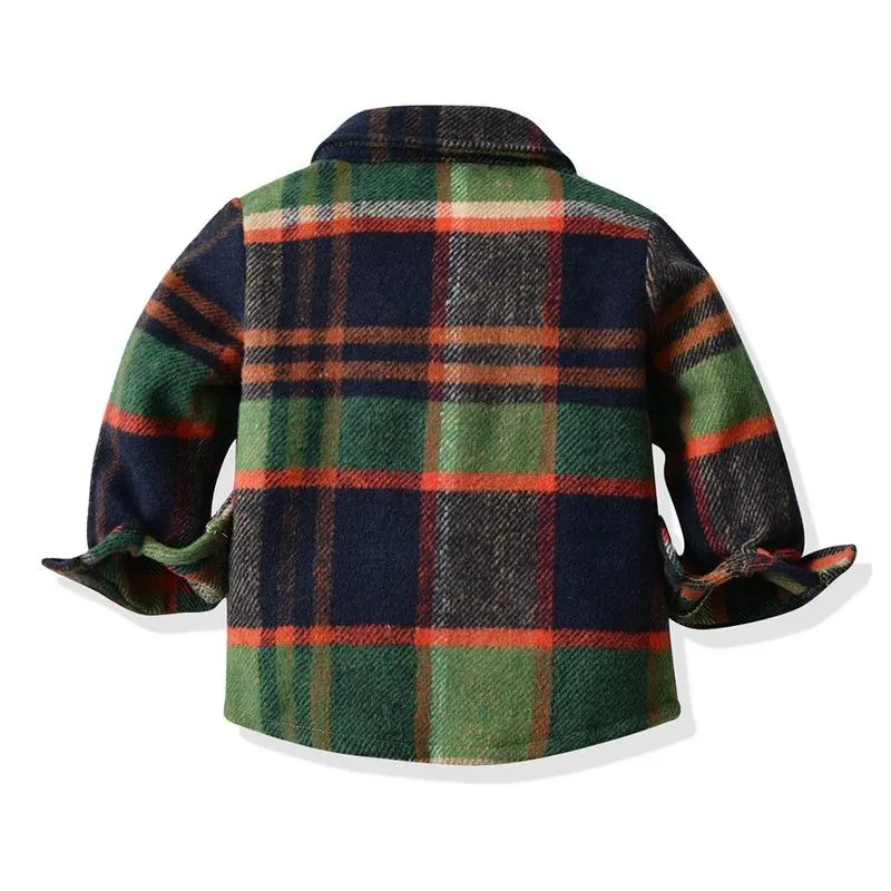 High Quality Rts Autumn Winter Kids Plaid Shirt Baby Girls&prime; Long Sleeve Fleece Flannel Plaid Shirts