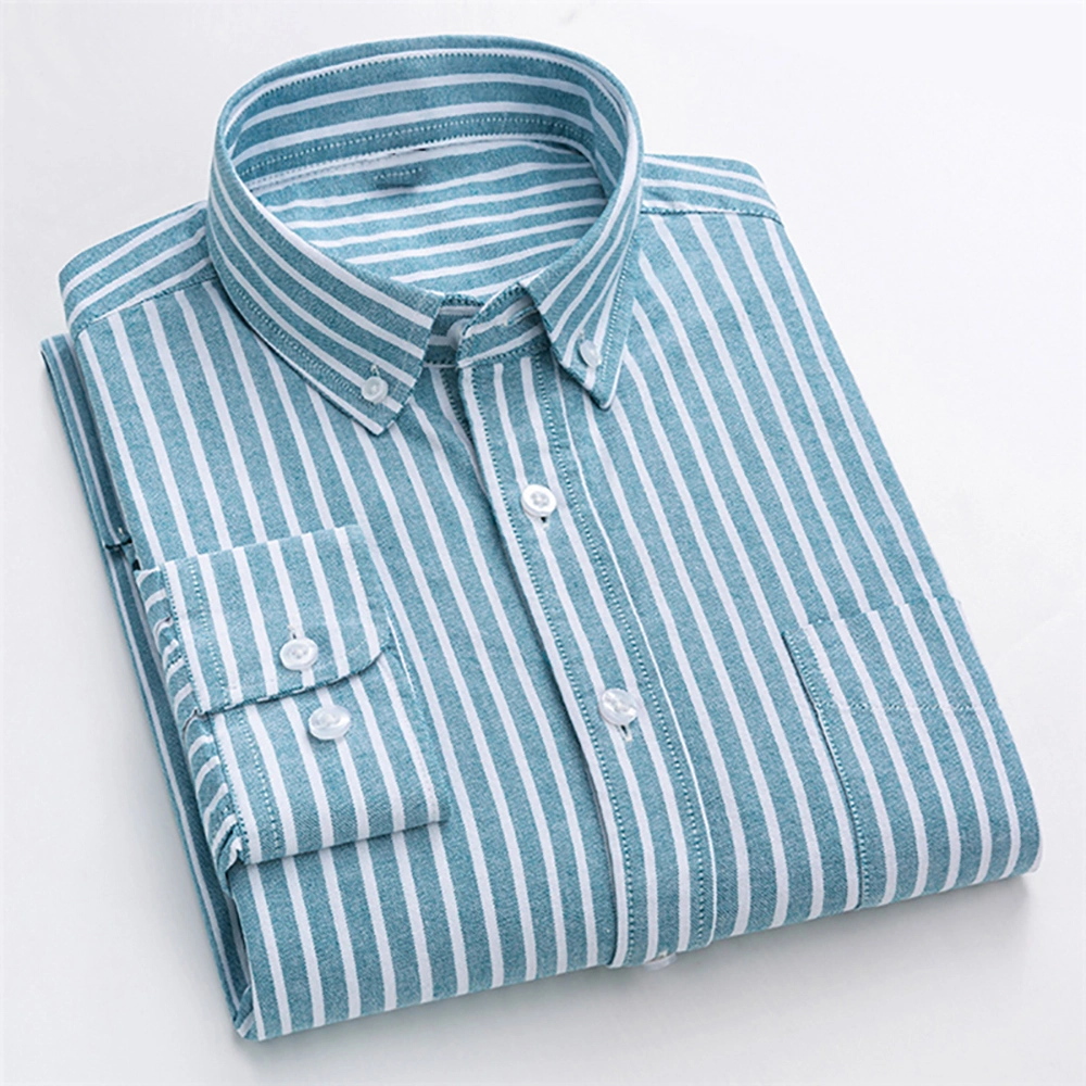 Factory Customize Mens Long Sleeve Vertical Striped Oversized Blank Dress Shirt