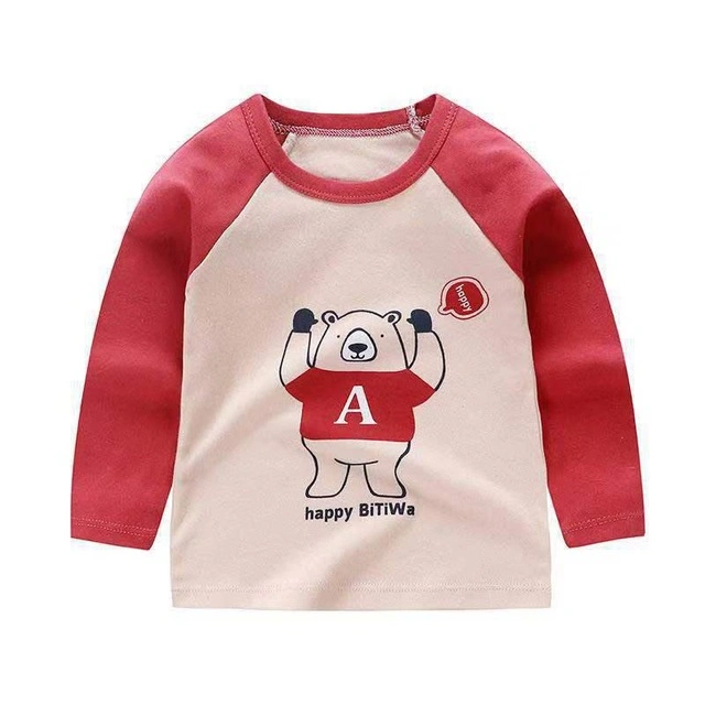 Baby Cute T Shirt Long Sleeve Cartoon Clothing Boys Tee Tops Soft Girl Casual Cotton Bottoming Shirt