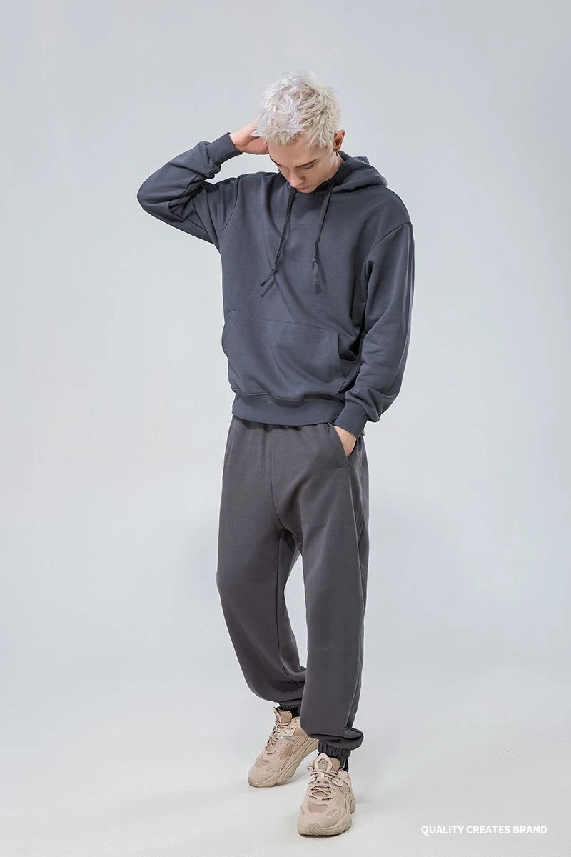 Custom Logo Wholesale Blank Essential Men&prime;s Hoodies and Pants Set Oversize Heavy Weight Terry Sportwear