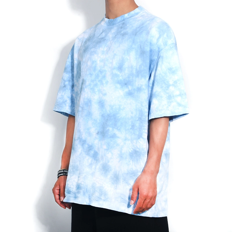 Wholesale Men High Quality 100% Cotton Fabric Washed Tie Dye T-Shirt