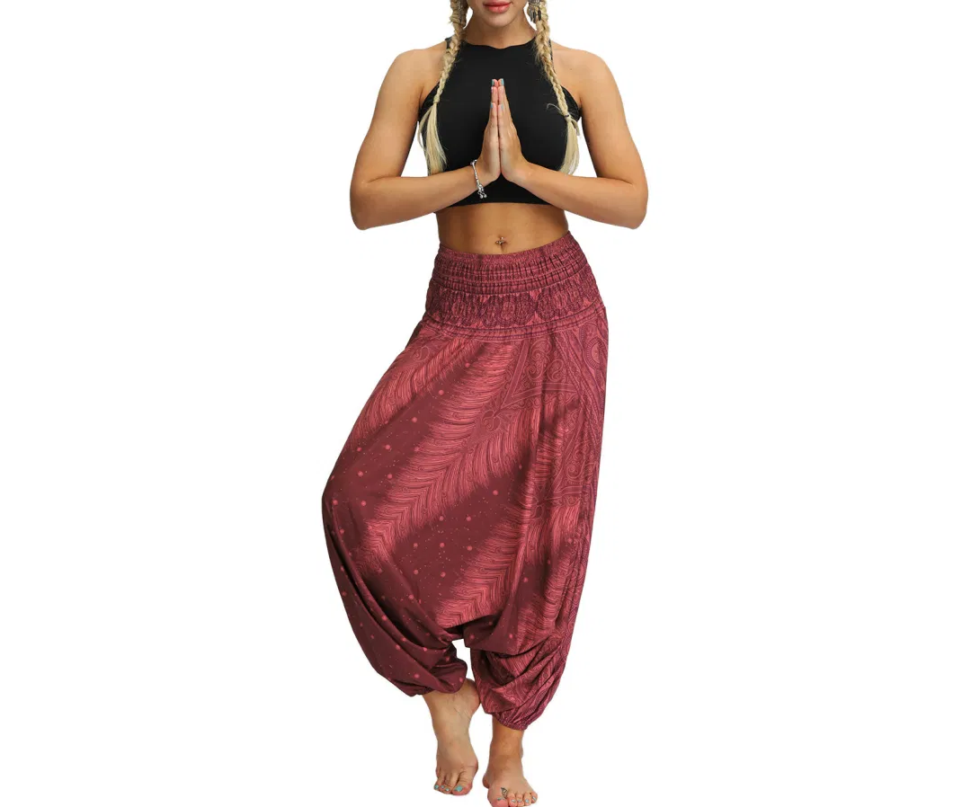 Women Boho Pants Baggy Harem Yoga Outfits, Women Loose Wide Leg Hippie Pants Travel Lounge Casual Beach Wbb13623