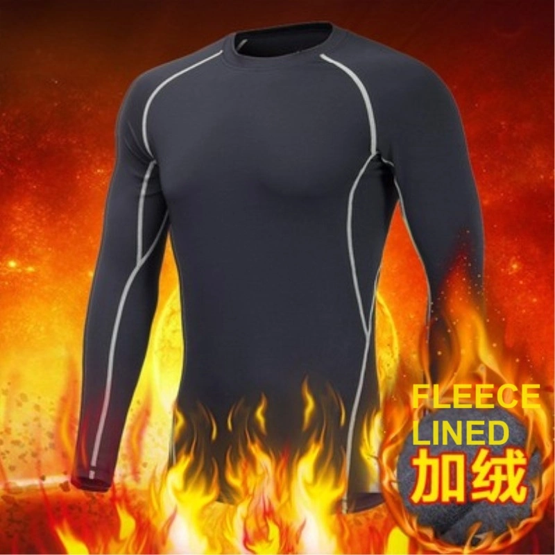 Fleece Lined Thermal Sports Compression Long Sleeve Shirts for Workout