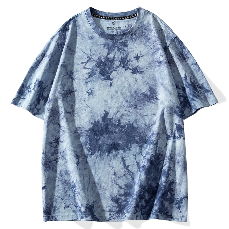 Tie Dye Cotton T-Shirt Flower Digital Printed Oversized Custom Logo Mens T-Shirt