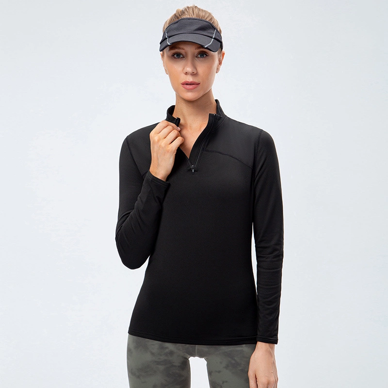 Zipper Jacket Sportswear Long Sleeve Sports Top Stretch Slim Woman Sports Top Quick Dry Sports and Fitness Breathable Yoga Thermal Warm Fleece Shirt