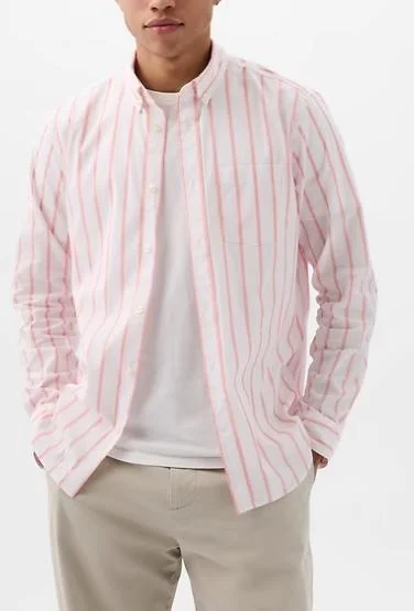 Hot Fashionabke Casual Design Pink Striped Long Sleeve Shirt for Men