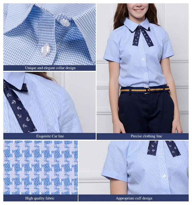 School Uniform Girl Pink Shirt with Customer&prime; S Logo