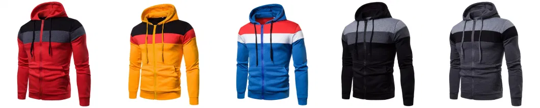 Factory Quality Zipper Men Hooded Sweater Leisure Spell Color Fleece Sports Fitness The Man Long Sleeve Hoodies Pullover Sweater