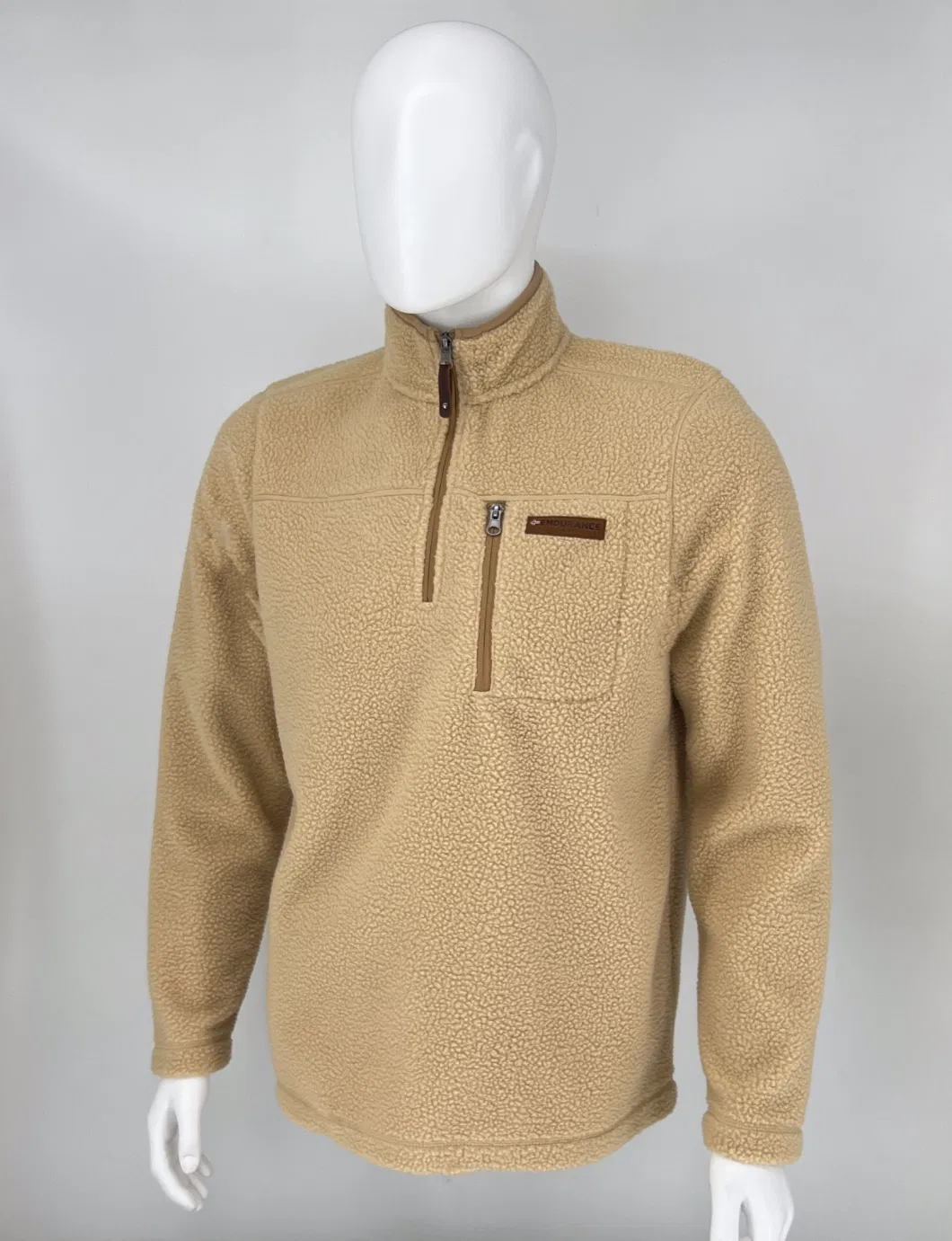 Standing Collar Custom Wear Long Sleeve Cationic Fleece Casual