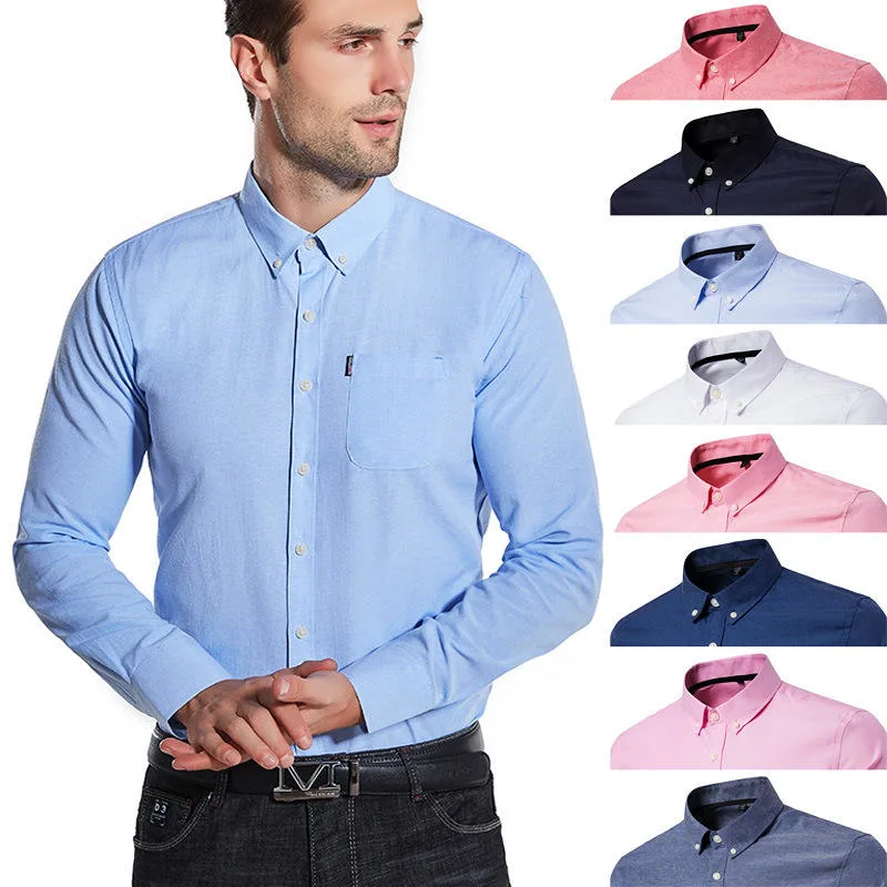 OEM Wholesale Luxury Brand Plus Size White Cotton Office Long Sleeve Casual Formal Shirts for Men