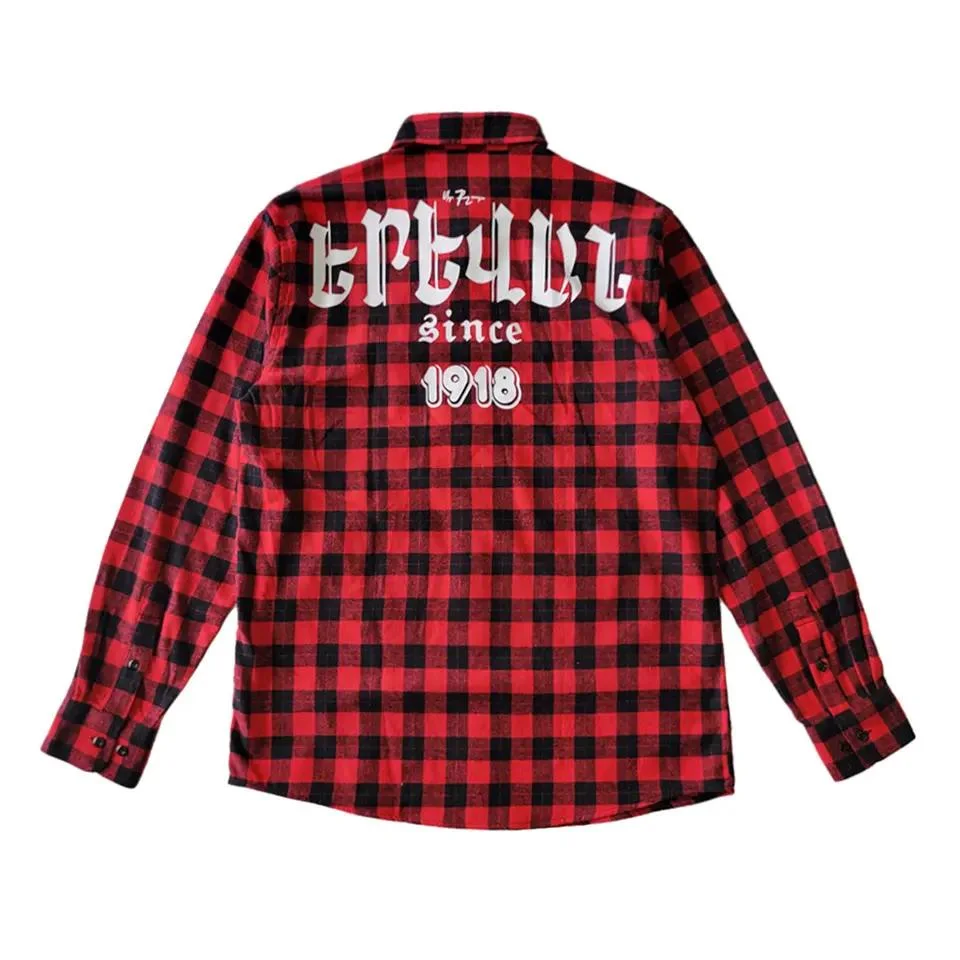 Long Sleeve Soft Oversized Plaid Men Down Collar Checked Flannel Shirts Custom Shirts