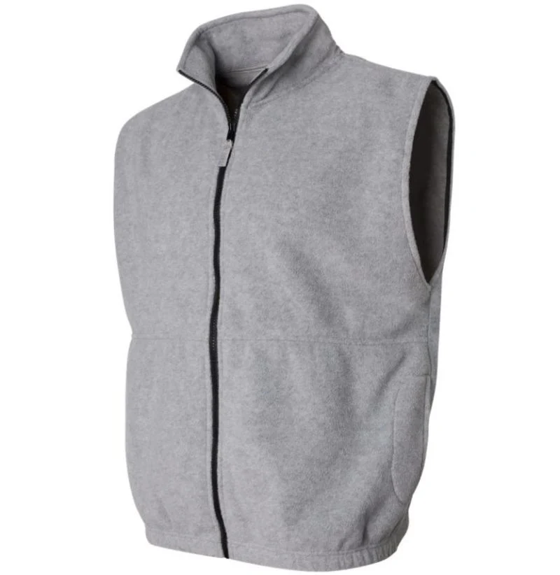 Custom Work Coat Men Grey Waistcoat Full-Zip Sweater Fleece Vest Jacket with Different Size