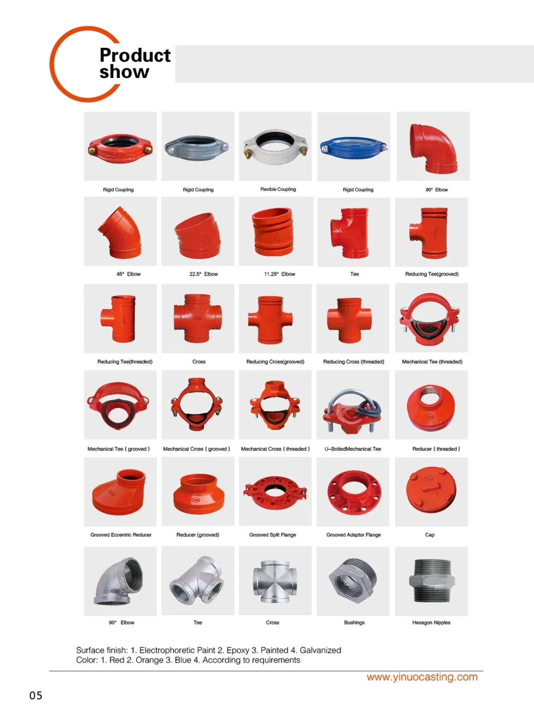 ANSI Class 150 Long Radius Ductile Iron Grooved Equal Tee