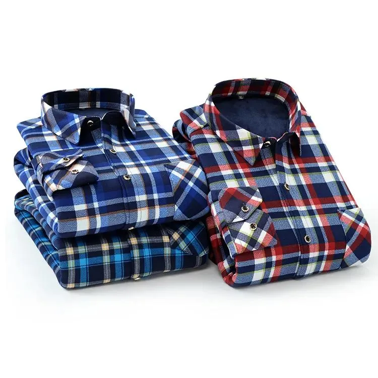 2023 Latest Men Thermal Shirt Winter Thick Multi Color Flannel Warm Plaid Shirts