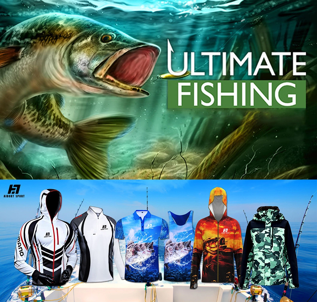 Aibort Custom High Quality Outdoor Children&prime;s Sublimation 100% Polyester UV Protection Camo Quick Dry Hooded Fishing T Shirts