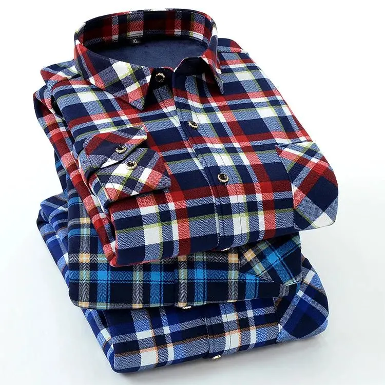 2023 Latest Men Thermal Shirt Winter Thick Multi Color Flannel Warm Plaid Shirts