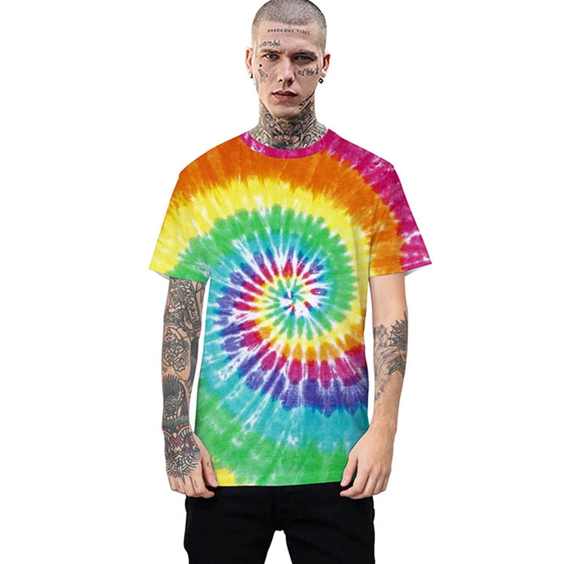 Wholesale Custom Unbranded Short Sleeve Oversize Round Neck Mens Tie Dye T Shirts