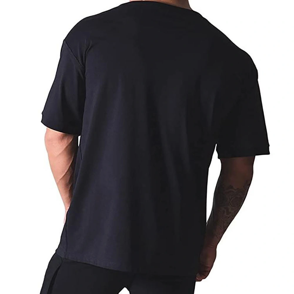 Oversized Casual Printing Men T Shirts Black Cotton Gym Heavyweight Embroidery T Shirt