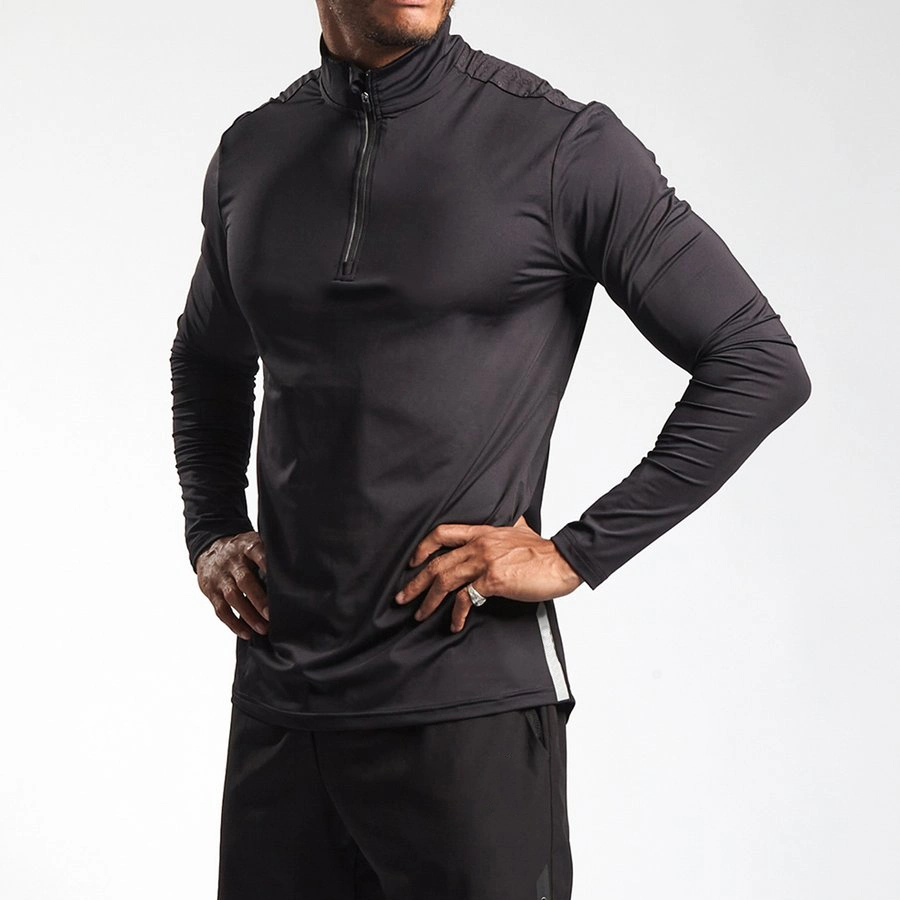 Custom Zip up Fitted Long Sleeve Dri Fit Athletic Shirts for Men