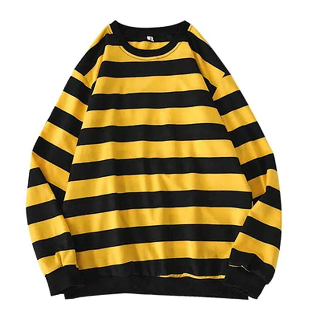 Hoodies Men Tracksuit Sportwear Round Neck Pullovers Hip Hop Sweatshirt Us Size Yellow/Black Stripe Cotton/Polyester Fleece Hoodie