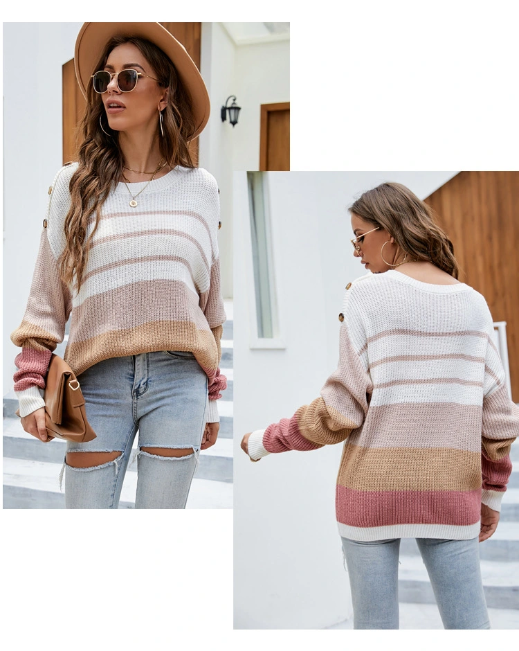 Factory Custom Long Sleeve Solid Loose Oversized Knitted Thick Sexy Tops Crop off Shoulder Pullover Sweater