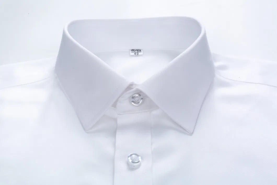 100% Cotton Long Sleeve Pure White Garment Non-Iron Shirt