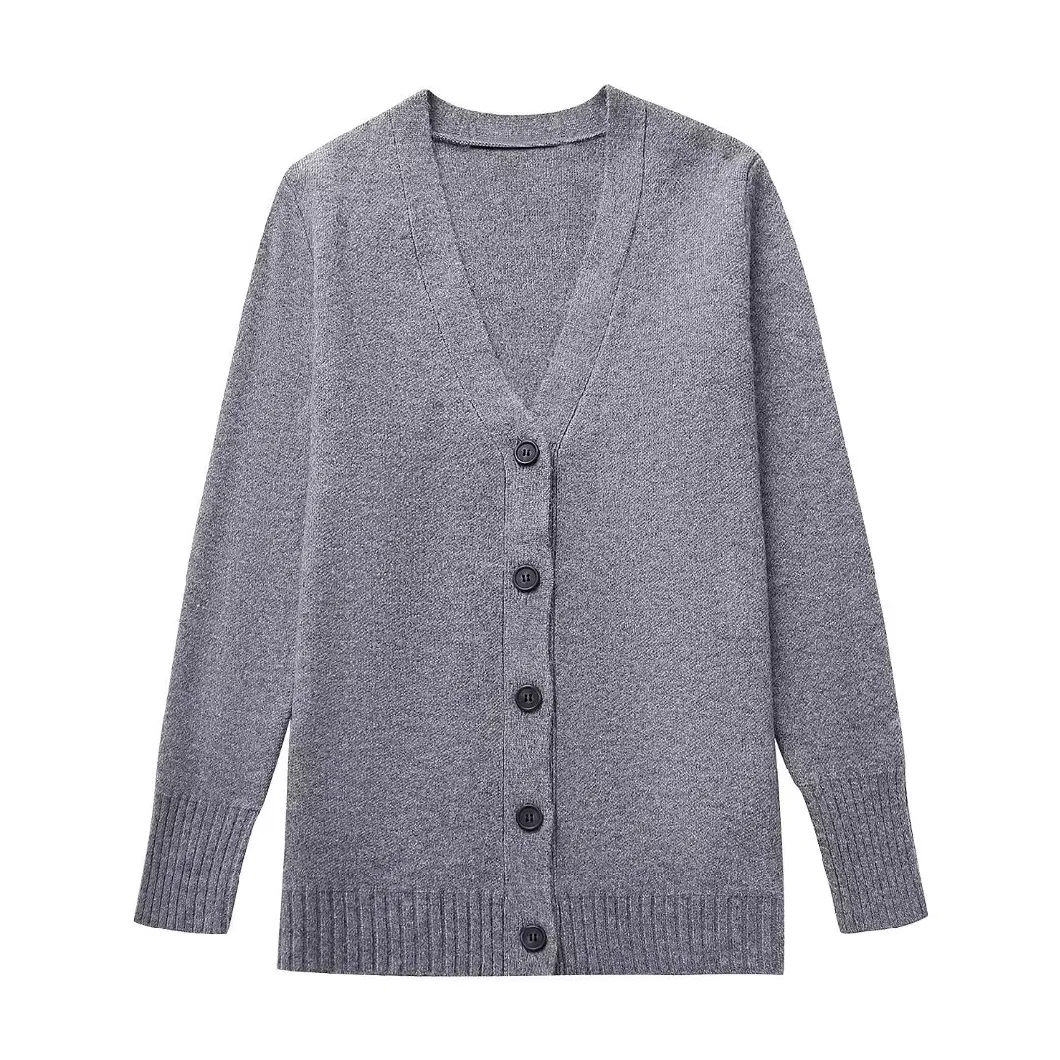 Pb&Za Women&prime;s Clothing Wholesale Solid Color Basic Knitted Jackets and Sweaters