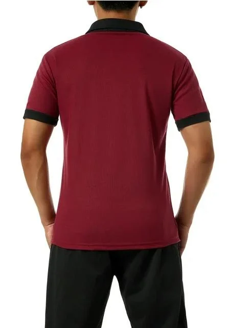 Wine Red Outdoor Sports Tactical Pure Color Polyester Short Sleeve Polo Shirt