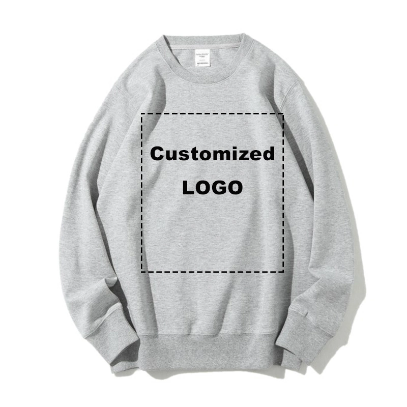 DIY Logo High-Quality Fashion Cotton Hoodies Sweatshirt Custom Personal Logo Design Brand DIY Print Embroidery Hoody Round Neck