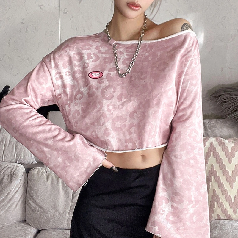 off Shoulder Long Sleeve Pink Fashion Casual Women&prime;s Shirts for Women