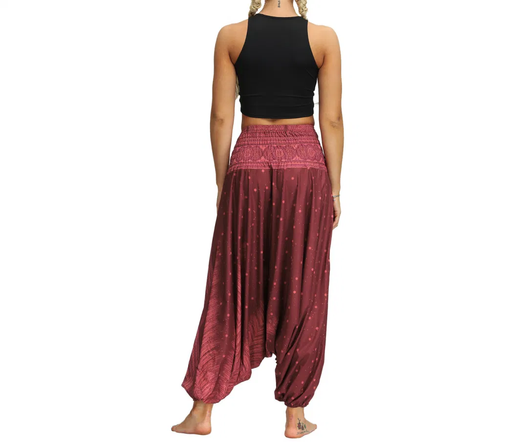 Women Boho Pants Baggy Harem Yoga Outfits, Women Loose Wide Leg Hippie Pants Travel Lounge Casual Beach Wbb13623