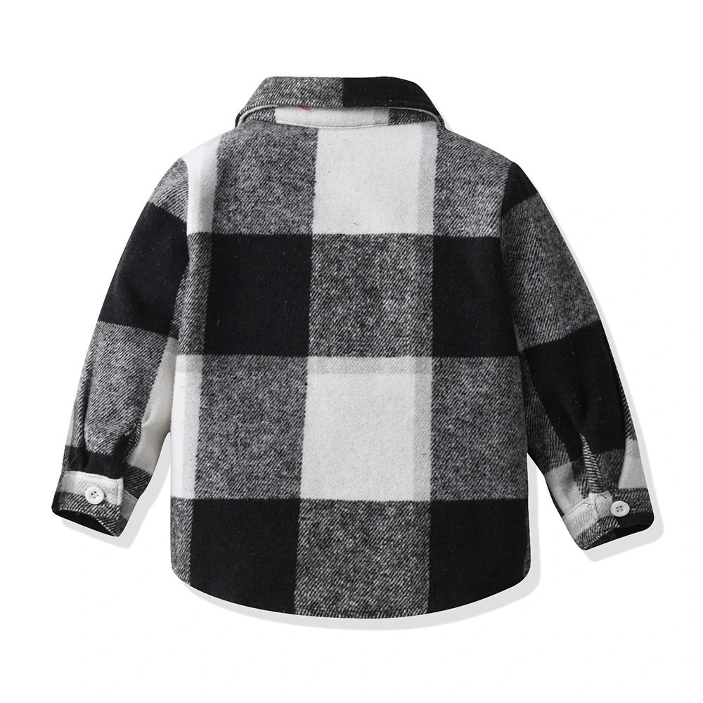 Boy&prime;s Jacket Winter Cotton Long Sleeve Plaid Children&prime;s Shirt with Brushed Outerwear Kids&prime; Apparel Fleece Jacket Girls&prime; Winter Jacket Plaid Shirt OEM ODM