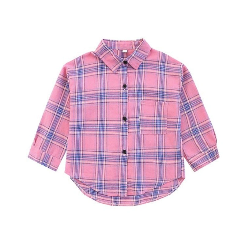 Kids Little Boys Girls Baby Long Sleeve Button Down Red Plaid Flannel Shirt