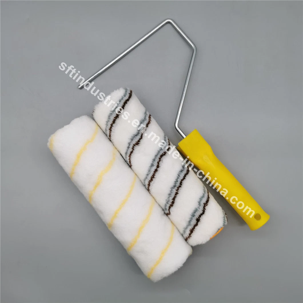 Wool Roller Sleeves White with Yellow Stripe for Epoxy Coating