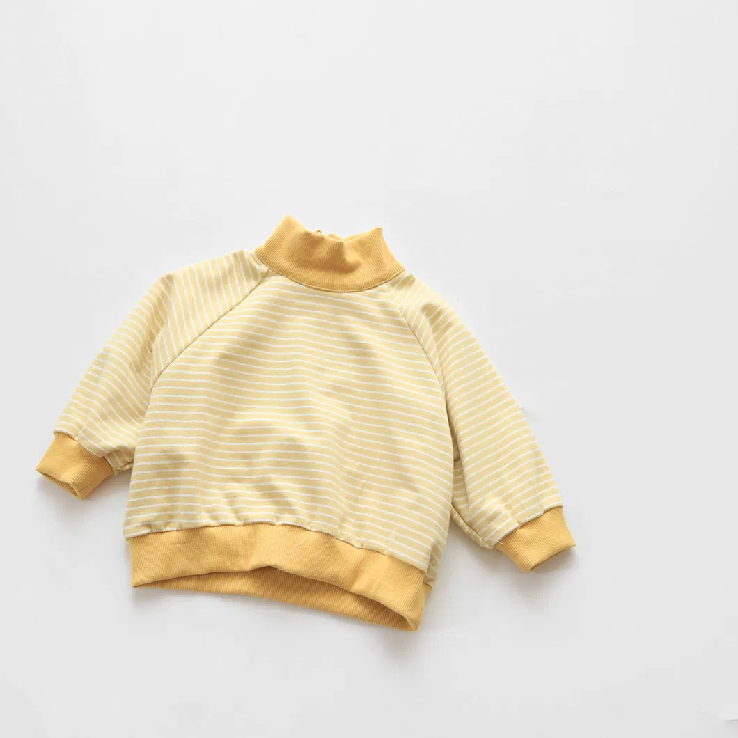 100% Cotton French Terry Stripe Printing Zipper Children Pullovers