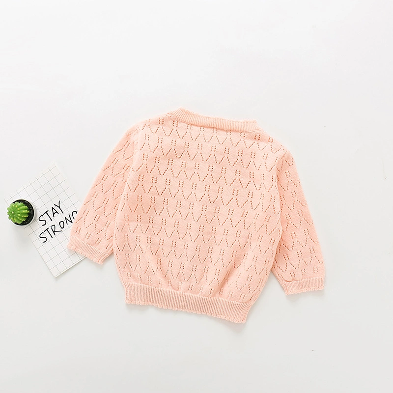 Wholesale Spring and Summer Thin Hollow Jacket Shawl Baby Knitted Cardigan Sweater Girls