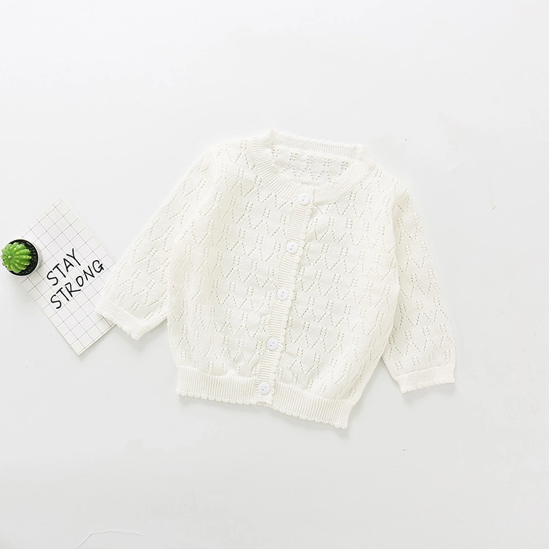 Wholesale Spring and Summer Thin Hollow Jacket Shawl Baby Knitted Cardigan Sweater Girls