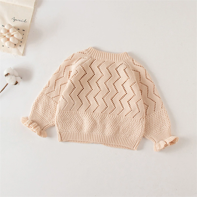 Spring and Summer Thin Hollow Jacket Shawl Baby Knitted Cardigan Sweater Girls