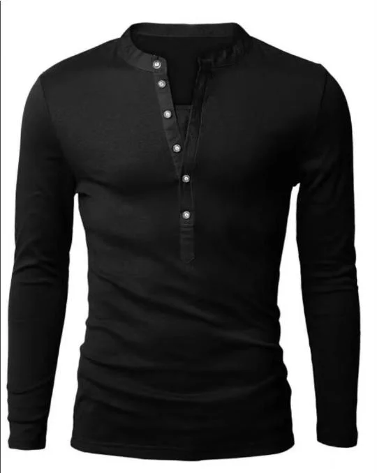 Korean Version of Tight Muscle Man Figure Long Sleeve Tee, Casual Base Shirt