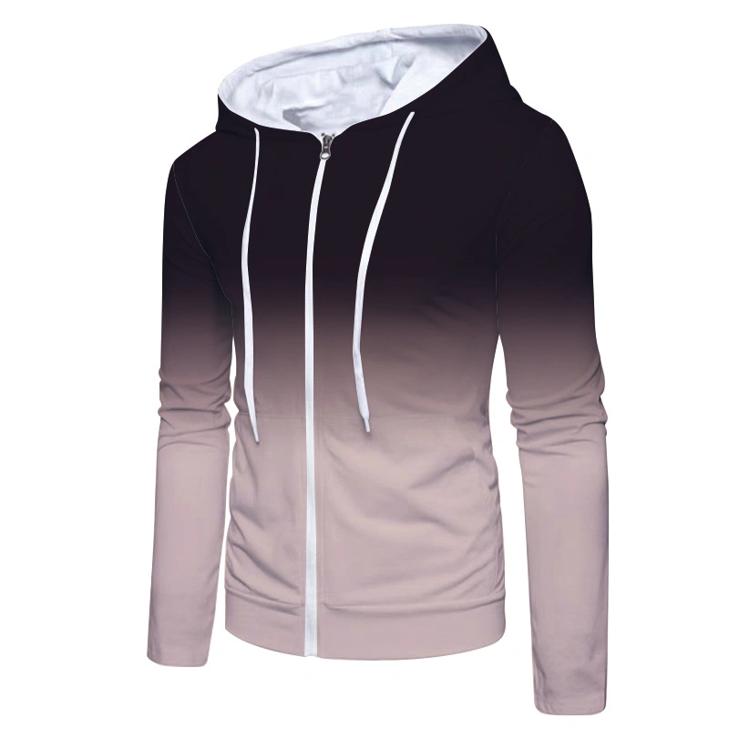 Men Mixed Color Long Sleeve Hooded Fleece Casual Loose Hoodies Fitness Hooded Wind Zip Fleece Pullovers Movement