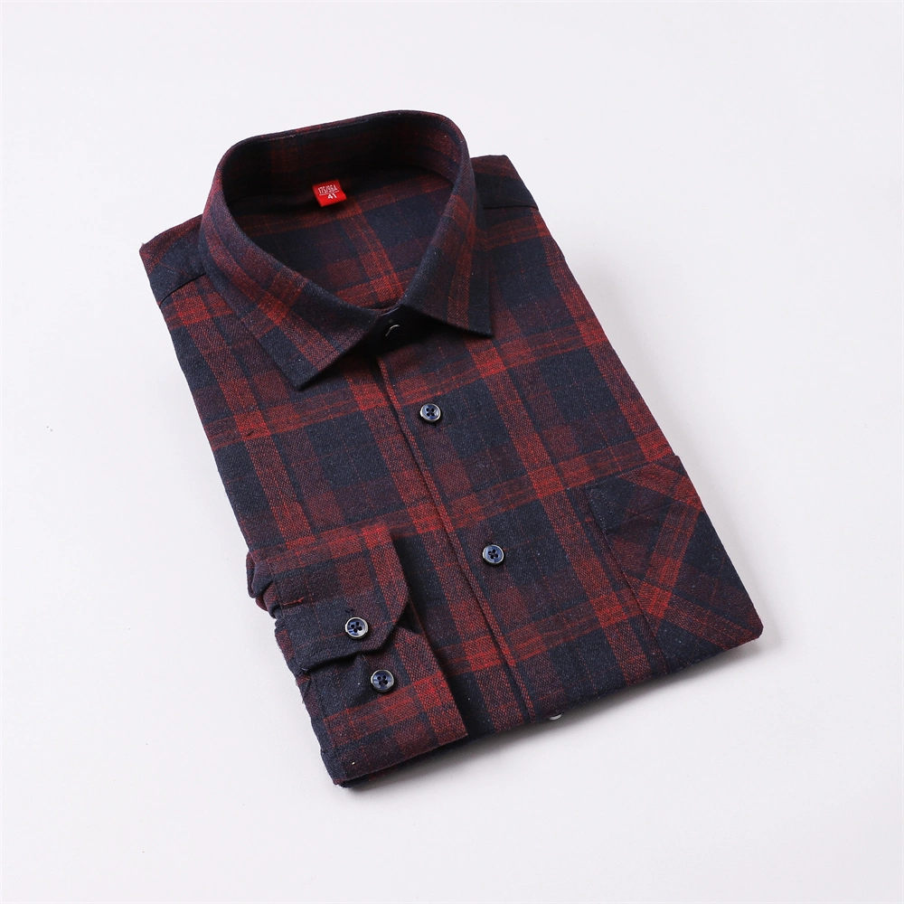 Top Sell New Customized 100% Cotton Men&prime;s Loose Dress Shirts Blouse Long Sleeves Oversized Yarn-Dyed Casual Formal Flannel Business Shirt with Logo