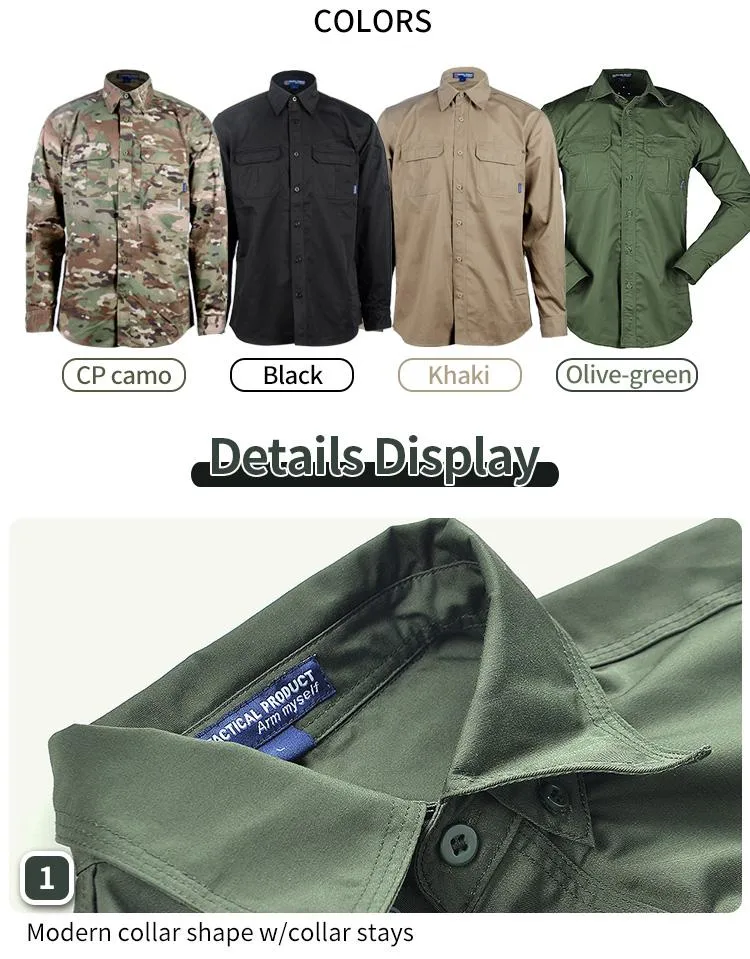 Green Outdoor Rip-Stop Training Tactical Long Sleeve Shirt