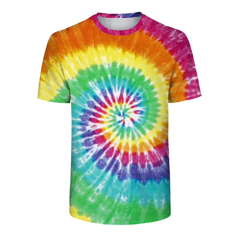 Wholesale Custom Unbranded Short Sleeve Oversize Round Neck Mens Tie Dye T Shirts