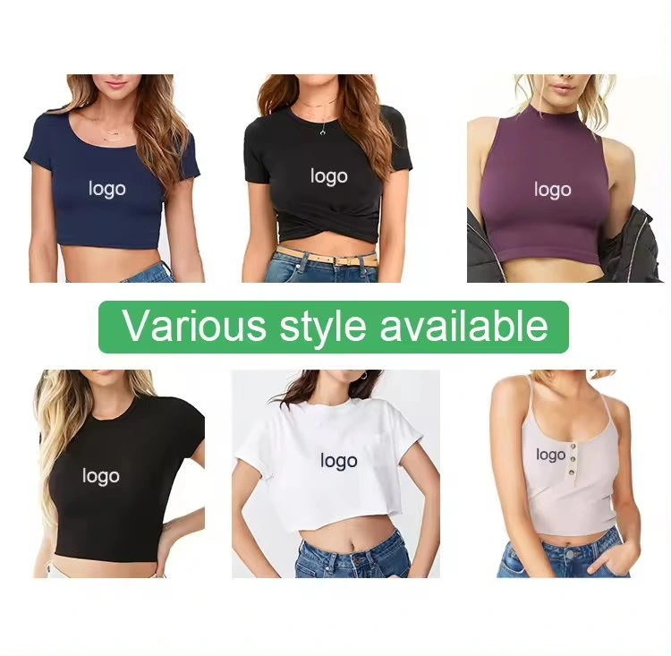 Customized Solid Color Mockneck Crop Top Fitted Bamboot Shirt Made with Soft &amp; Breathable Eco Bamboo Jersey Fabrics in Printing