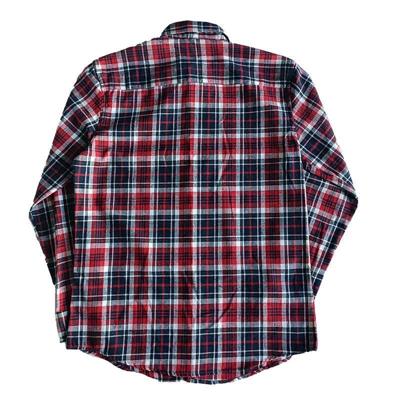 Custom Casual Unisex Oversized 100% Cotton Long Sleeve Plaid Check Flannel Shirts