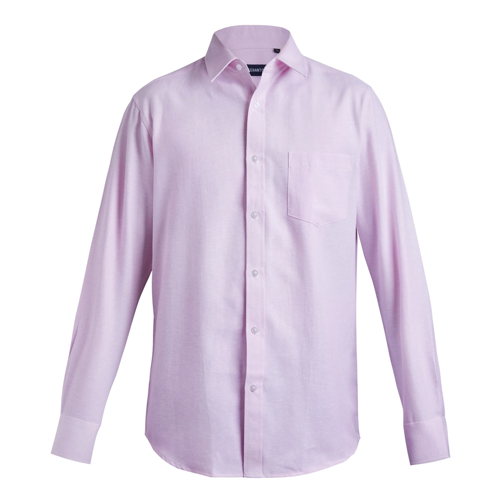 Natural Plain Dyed Pink Long Sleeve Slim High Quality Solid Color Men&prime;s Dress Shirt