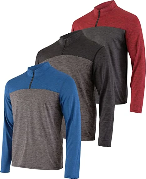 1/4 Zip Long Sleeve Shirt with Pockets Mens Zip Pullover T-Shirt Oversized T-Shirt